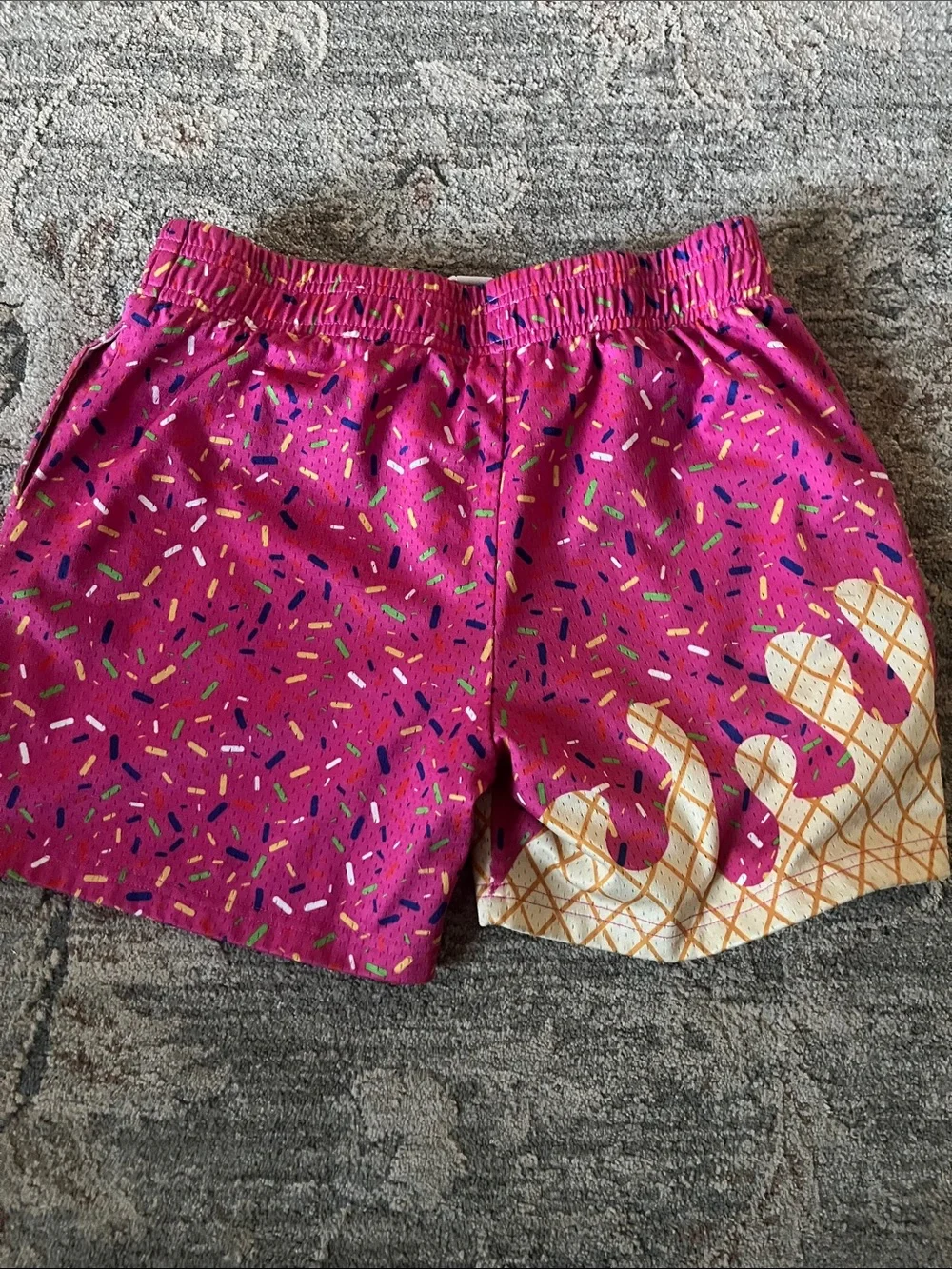 Kids Fuchsia Donut-Splash Athletic Shorts - Picture 3 of 3